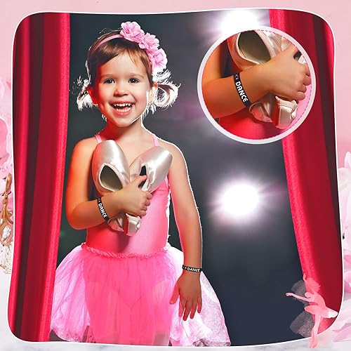 Miniatura 6 de Deekin Paquete de 24 pulseras motivacionales de ballet, pulsera de goma de silicona con citas inspiradoras, regalos de baile para premio para