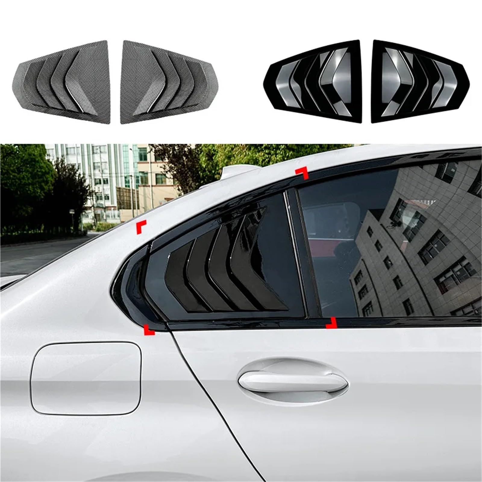 Compatible avec BMW Série 3 G20 320i 325i 330i (2019-2023+) - Grilles d'aération latérales arrière - Cache-Volets Noir Brillant(Gloss Black)