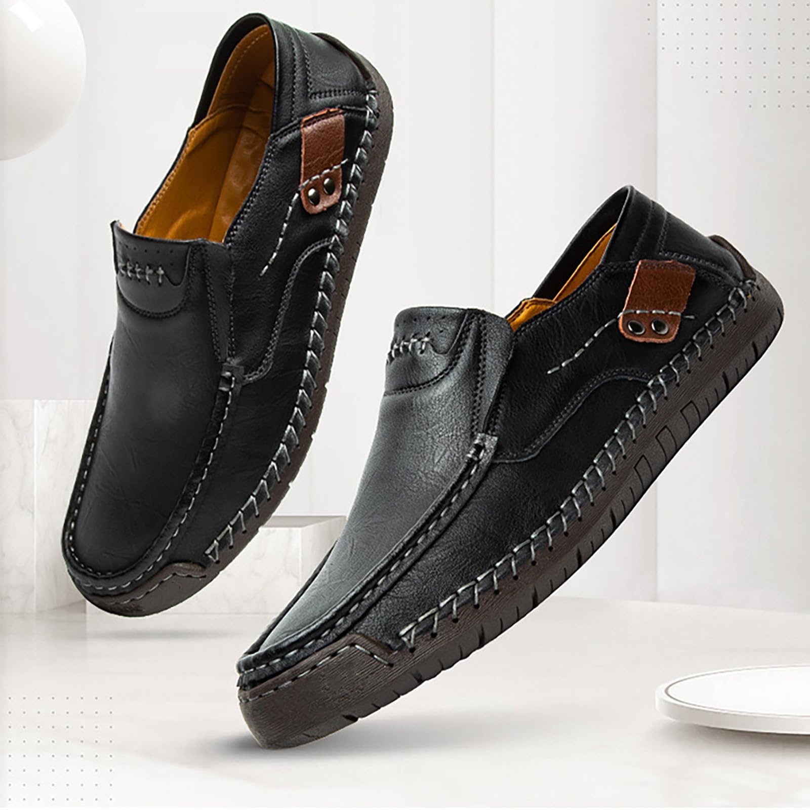Mocasines de cuero para hombre, sin cordones, de caña baja, ligeros, cómodos, transpirables, informales, para exteriores, zapatos de vestir con suela suave