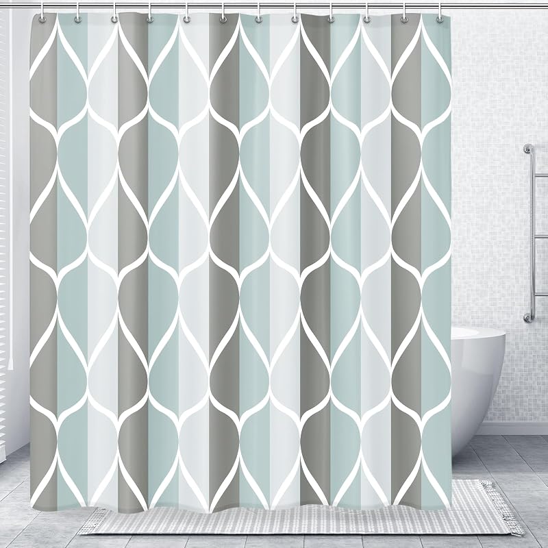 Gelbchu Grey Blend Geometric Shower Curtain for Bathroom, 72x72 Inch | with Hooks, Premium Polyester, Quick Dry, Water Repellent, Machine Washable, Rustproof Grommets, Modern Minimalist