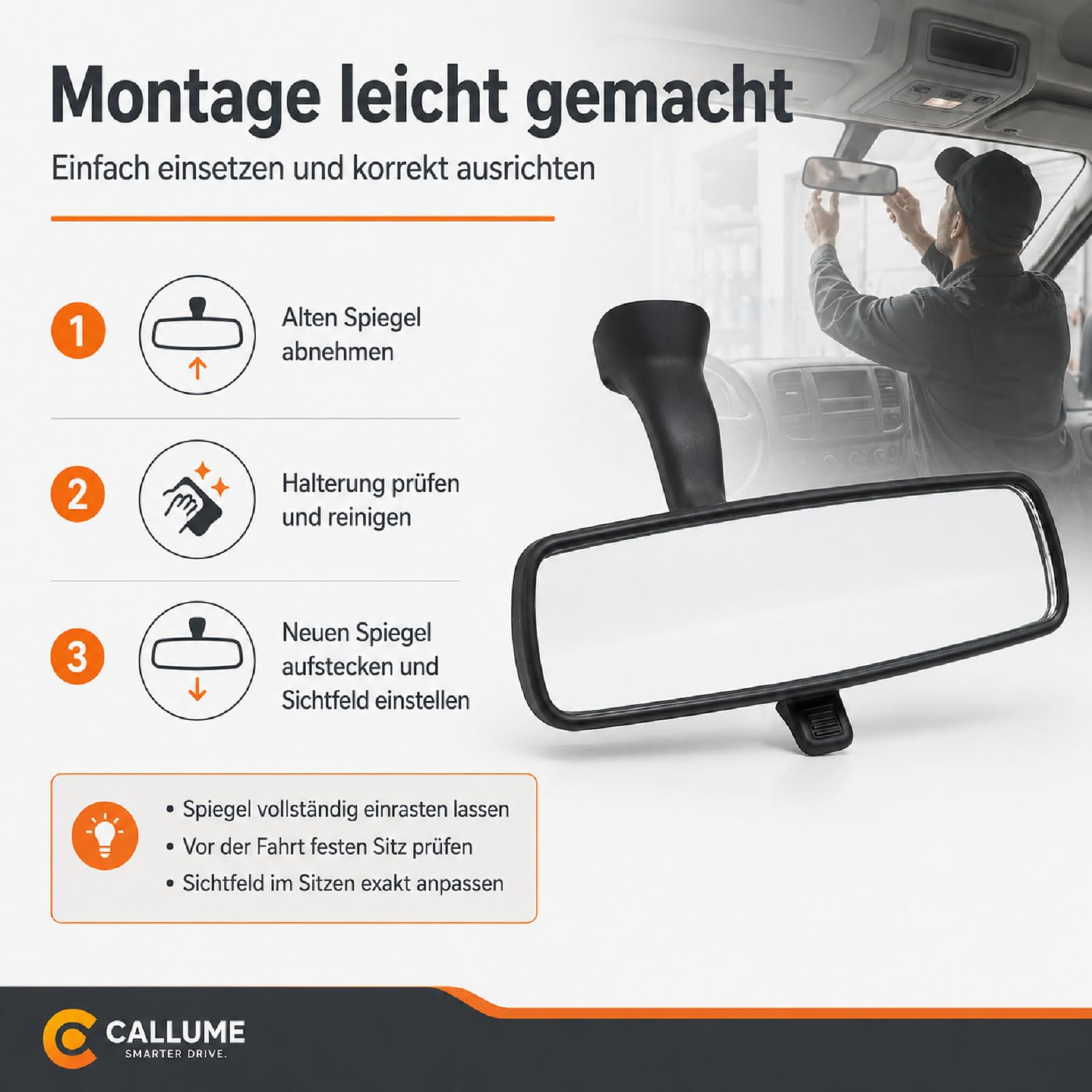 Innenspiegel Kompatibel mit Fiat Ducato 250 Jumper Boxer ab 2014 | Passgenaue Ausführung mit klarer Sicht, Referenznummern 735585204 und 735695390.