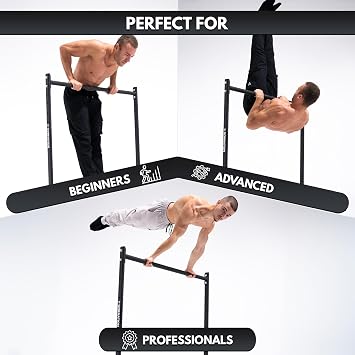 GORNATION Static Bar, Front Lever Bar mit rutschfesten Füßen, pulverbeschichtetem Griff, verstellbarer Höhe & einfacher Montage, Calisthenics & Fitness