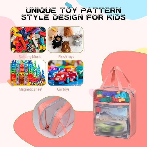 Miniatura 4 de Paquete de 4 bolsas de almacenamiento extra grandes de malla con cremallera para juguetes (11.8 x 9.8 x 5.2 pulgadas), juegos de bloques magnéticos