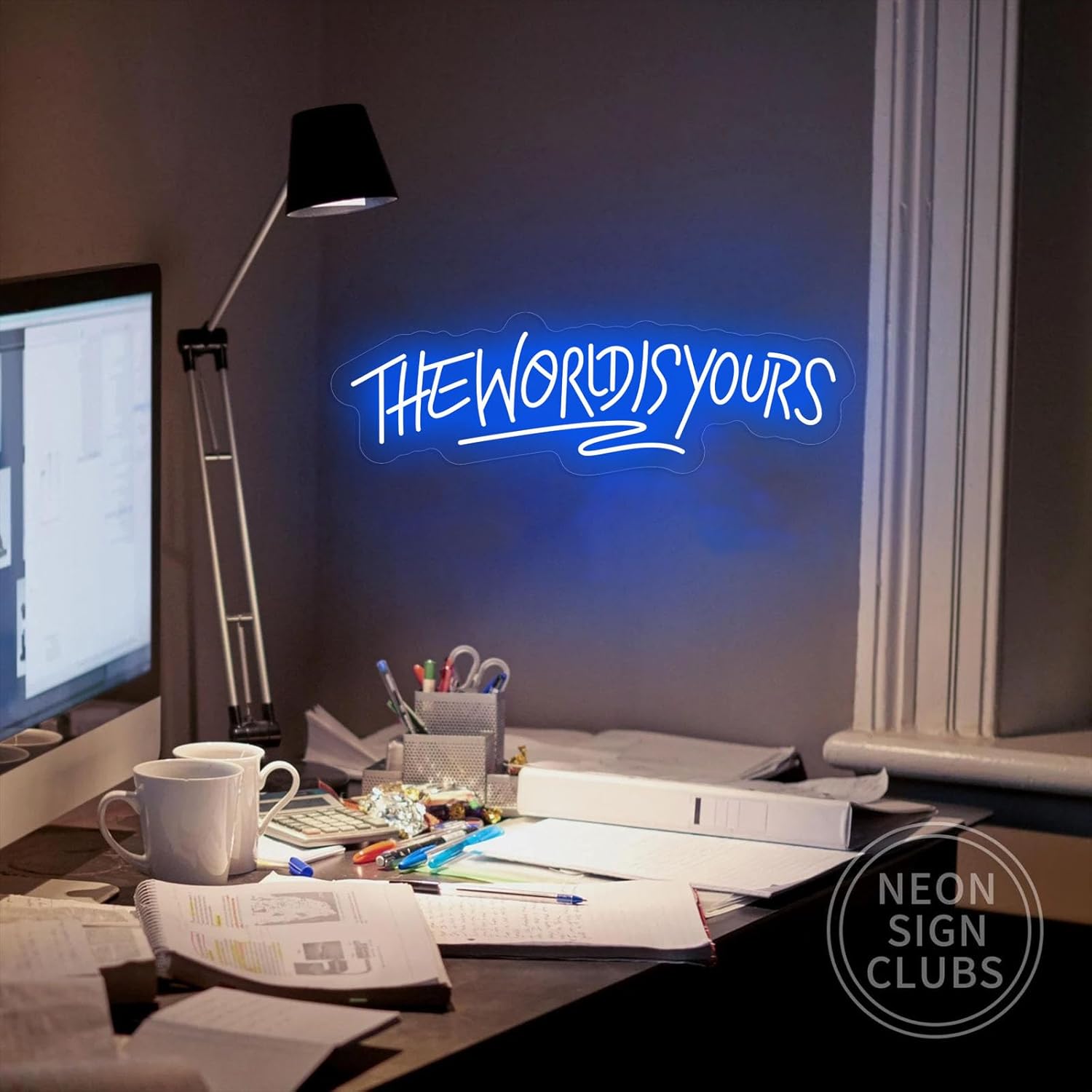 The World Is Yours Neon Sign for Wall Decor USB Power Dimmable LED Light Signs for Bedroom Game Room Mens Cave Beer Bar Wedding Birthday Empowering Party Letters Neon Light Up Sign For Office Graduation Birthday Gift for Women Man Teens - Image 2