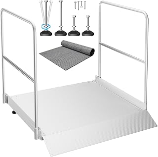 길이 91.4cm(36인치) x 너비 91.4cm(36인치) 휠체어 경사로 손잡이 포함 | 362.9kg(800파운드) 알루미늄 핸디캡 경사로 | 출입구용 문턱 경사로 | 가정용 계단용 휠체어 경사로