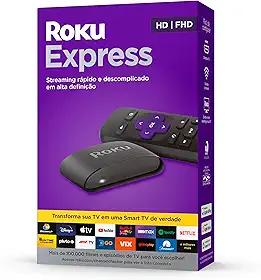 Roku Express | Dispositivo de streaming para TV HD/Full HD compatível com Alexa, Siri e Google. Inclui Cabo HDMI Premium