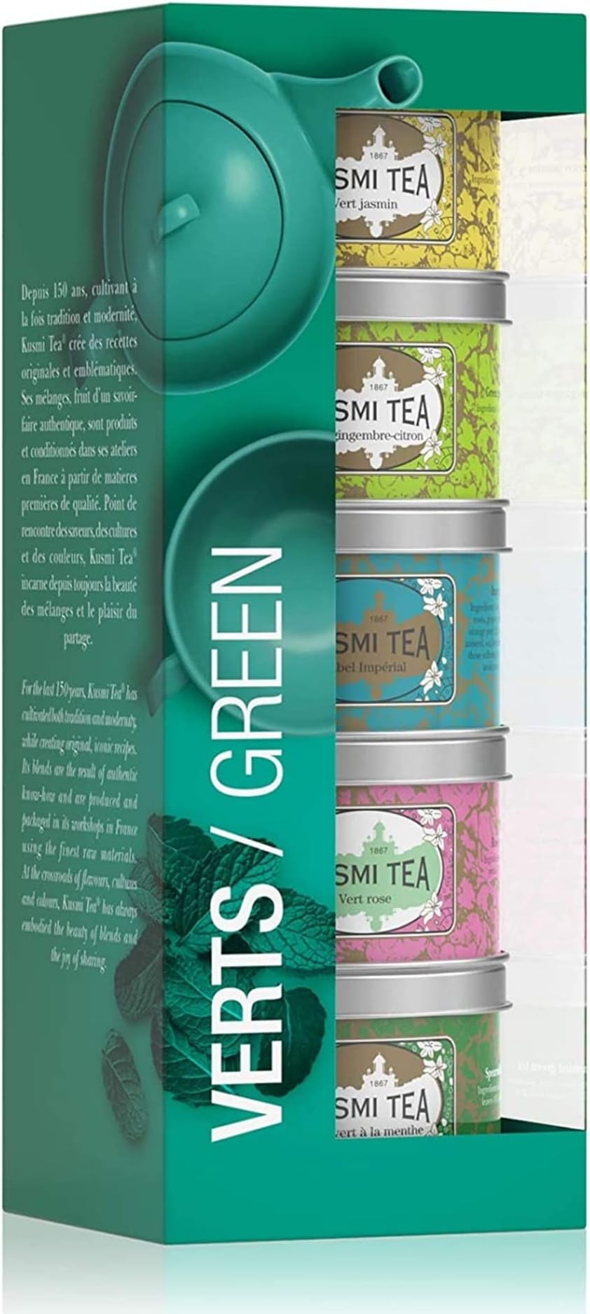 Green Tea Sampler Set - Discover Multiple Unique Green Tea Blends From Strawberry Sweetness to Refreshing Spearmint Taste (5 Tins)