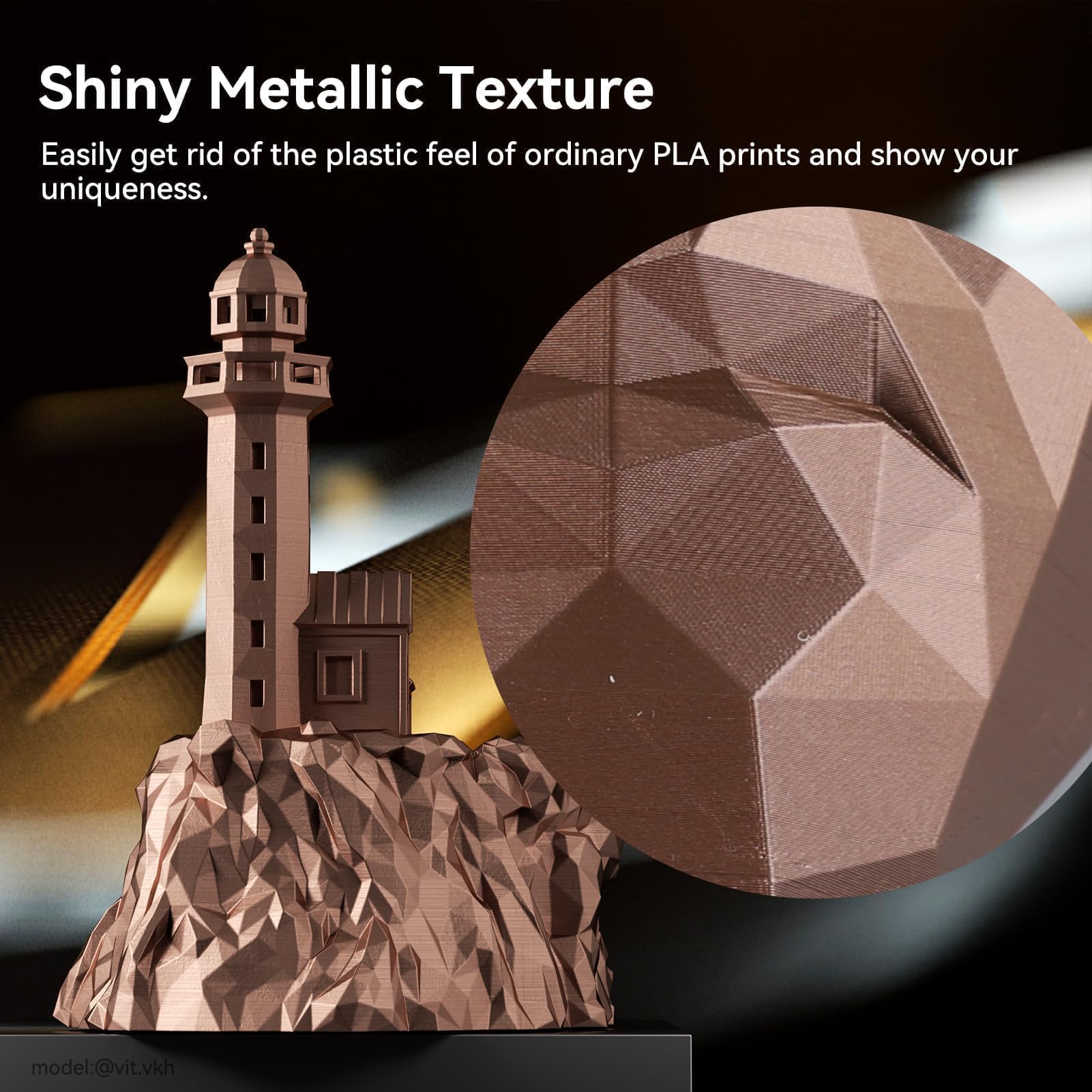 KEXCELLED Filamento PLA metálico de 1.75 mm, filamento de metal azul claro para impresora 3D, superficie brillante de metal sedoso, precisión dimensional +/- 0.03 mm, carrete de cartón de 1 kg para la