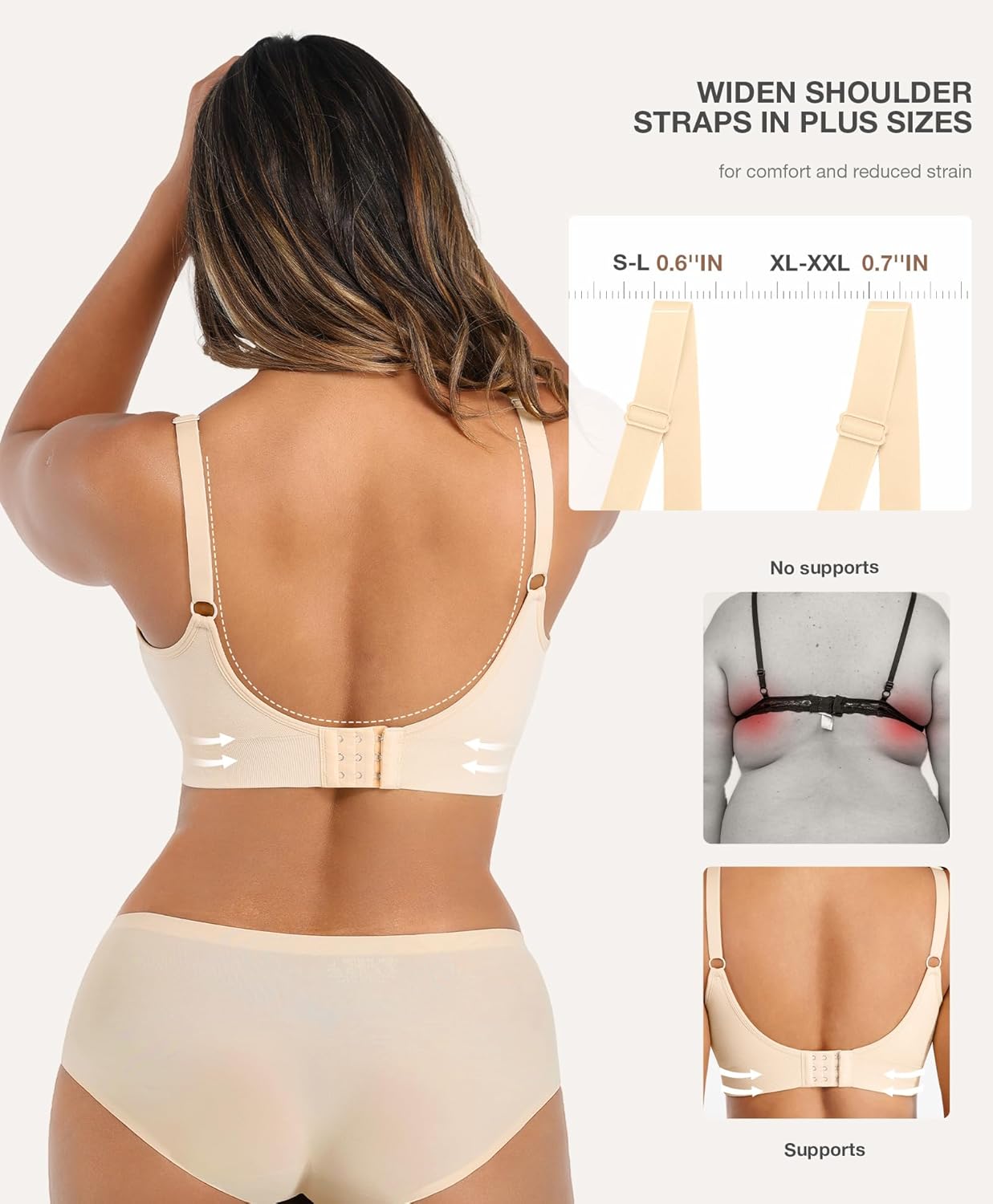 Lover-Beauty Wireless Bras for Women Push Up Full Coverage Seamless Everyday Bras Padded Sports Bra with Adjustable Straps - Image 4