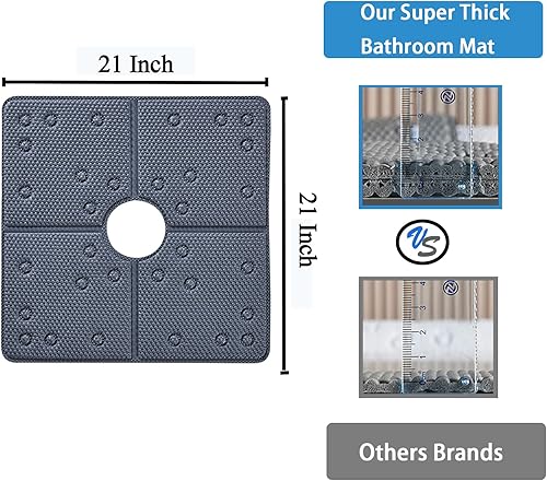 Miniatura 2 de Alfombrilla antideslizante para bañera espuma de seguridad suave para bañera adecuada para familias de 21 x 21 pulgadas con orificios de drenaje y