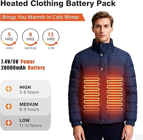 Miniatura 4 de Chaleco térmico de 20000 mAh, 7.4 V, 5 V, batería para ORORO, batería recargable Venustas para chalecos calefactables, chaquetas con capucha,