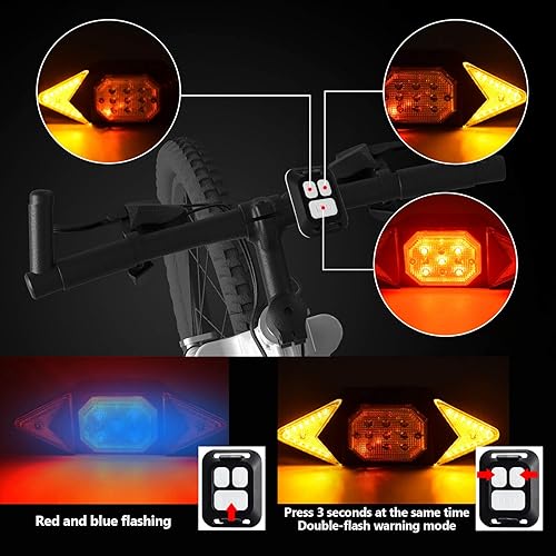 Miniatura 2 de Luces de bicicleta delanteras y traseras recargables, Maketheone Super Bright Juego de faros y luces traseras para bicicleta, señales de giro, fácil