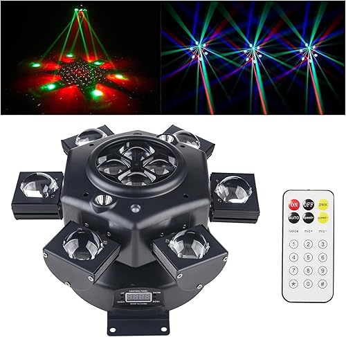 Luz de fiesta de DJ, 150 W RGBW 4 en 1 LED luces de escenario de DJ, DMX 512 Control de rotación infinita luces DJ con sonido activado para boda,