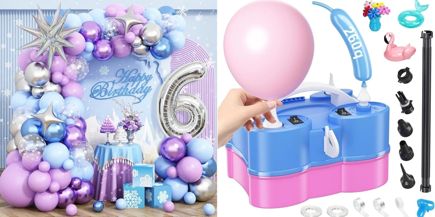 Snow 6th Birthday Decorations Girl and 3-in-1 Electric Balloon Pump