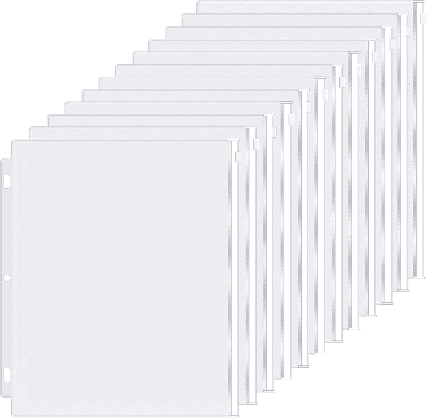 Antner 12 Pack Binder Pockets Letter Size 3 Holes 11.4" x 9.8" Zipper Binder Folders for 3-Ring Binder Loose Leaf Bags, Waterproof Binder Pouch Document Filing Bags