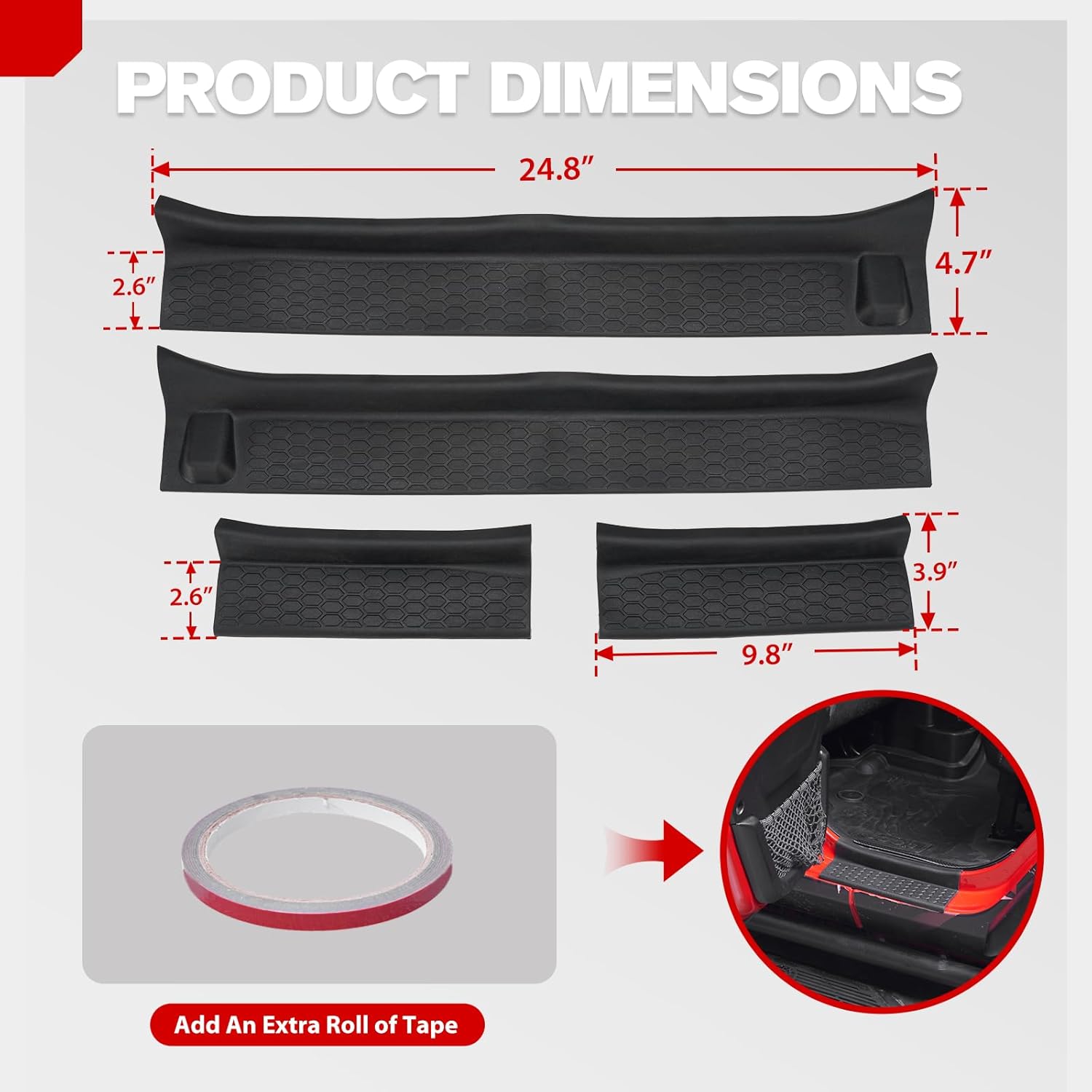 FIERYRED Door Sill Guards Kit Fit for 2018-2024 Jeep Wrangler JL/2020-2024 Gladiator JT Door Sill Protector Accessories, Entry Guard Protector for JLU& JT 4 Door Accessories