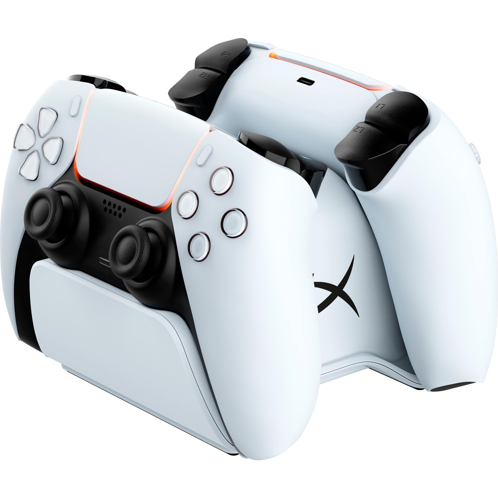 HyperX ChargePlay Duo, Stazione di ricarica simultanea per 2 controller Playstation 5 DualSense senza filo, Base appesantita e stabile, Spina alimentazione inglese (UK), Playstation 5, Bianco