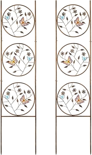 SUNNYPARK Juego de 2 enrejados de jardín de metal con forma de mariposa para plantas trepadoras, enrejado decorativo para verduras y flores