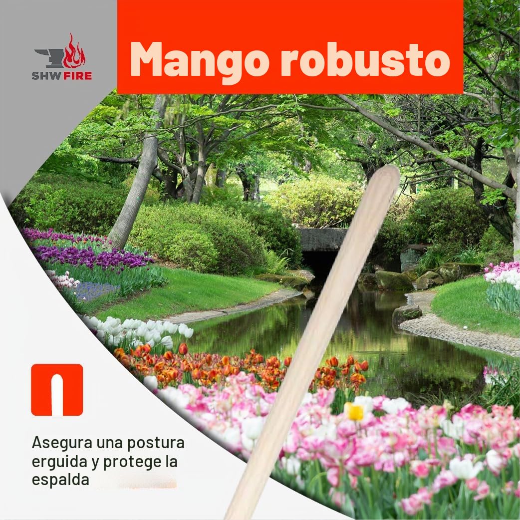 SHW-FIRE Pala de trinchera de cable de 30 x 16 cm con protección contra golpes, acero especial resistente, mango largo de madera de fresno, ideal para zanjas estrechas, pala para drenaje y colocación