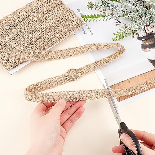 Miniatura 9 de PH PandaHall Cinta de arpillera trenzada de 22 yardas, cinta de encaje Burlywood para manualidades, 0.433 in (38 pulgadas), cintas de yute tejidas
