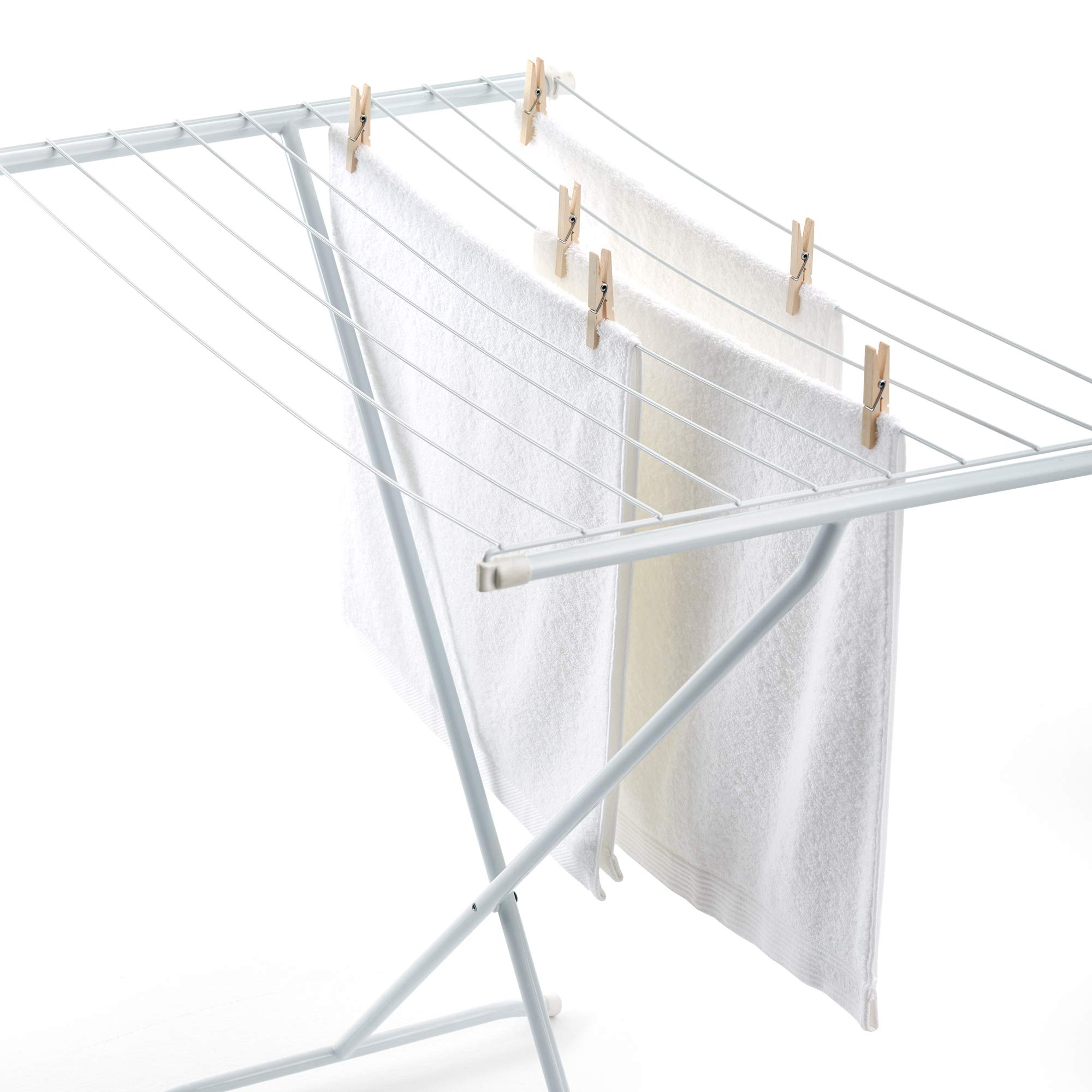Rayen 0033.11 stal | linka do suszenia prania 10 m | składana suszarka na pranie | do wewnątrz i na zewnątrz | stopowa, matowa biel, 90 x 53,5 x 82 cm