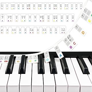 88 Keys Removable Piano Keyboard Note Labels,Piano Notes Guide for Beginner, Reusable Silicone Piano Keyboard Stickers, Piano Key Stickers for Beginners Kids Electronic Piano Accessory