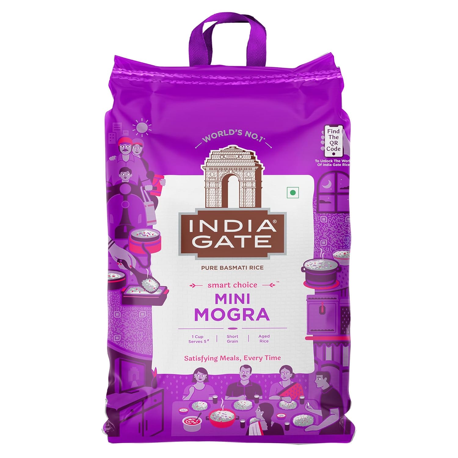 INDIA GATE Mini Mogra Aged Broken Grain Basmati Rice, 5 Kg Pack