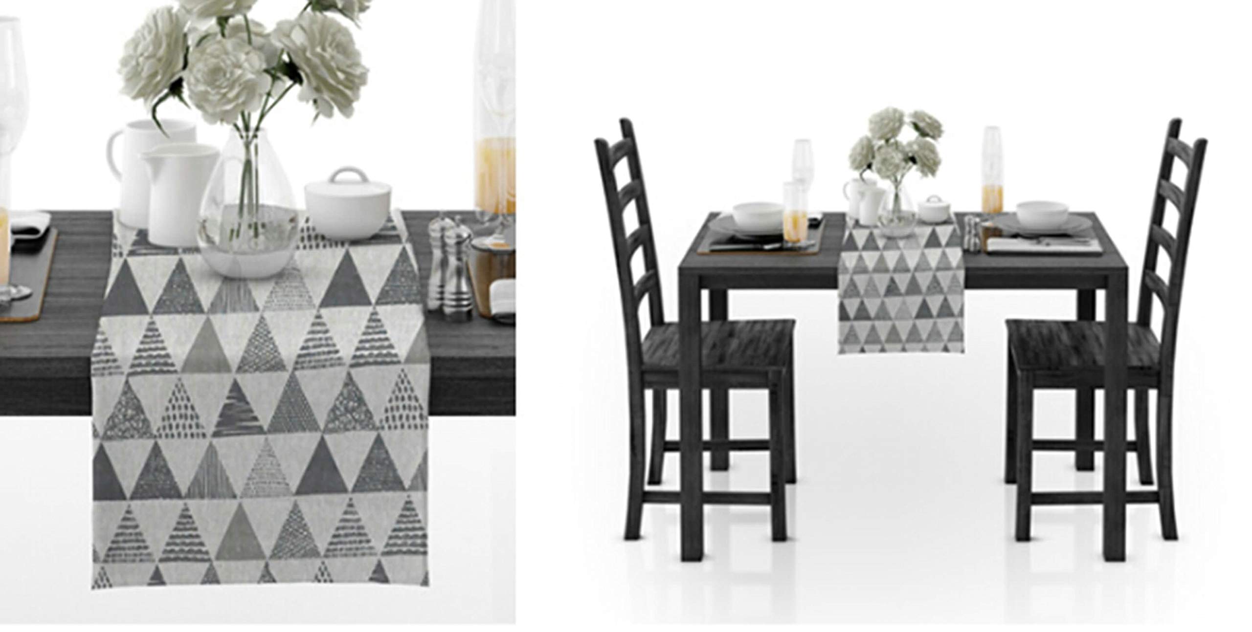 Aeici Camino de mesa de algodón para boda, patrón triángulo de cocina, comedor, camino de mesa de 30,5 x 137,8 cm, camino de mesa para fiestas de niños, gris