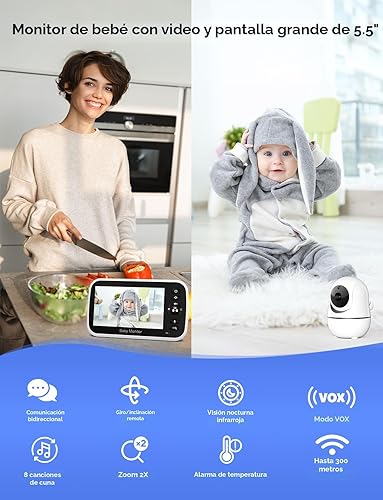 Miniatura 2 de GoodBaby Baby Monitor with Remote Pan-Tilt-Zoom CameraKeep Babies Safe with 35 Large Screen Night Vision Talk Back Room Temperature Lullabies 960ft