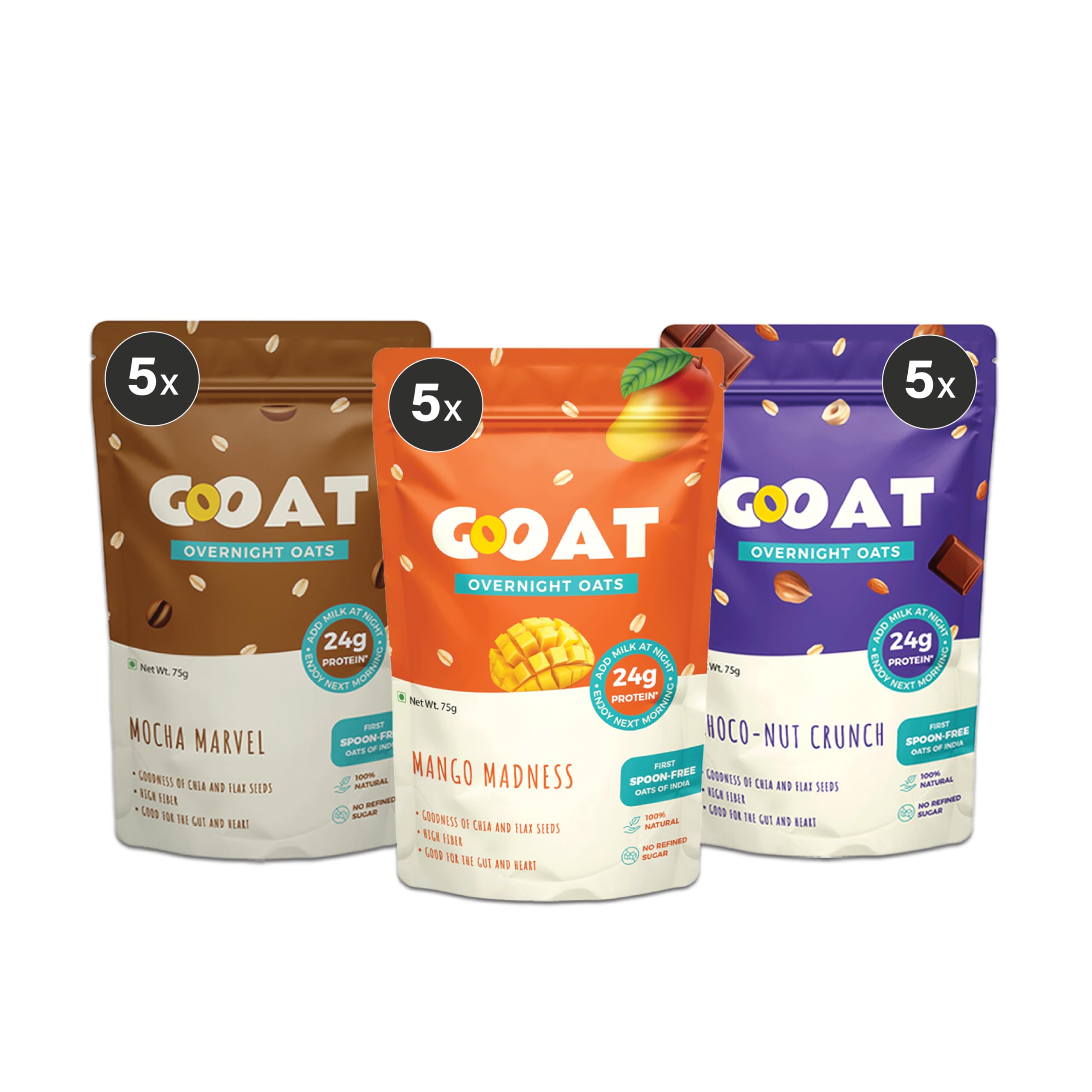 GoOAT - Overnight Oats (Pack of 15) | High Protein Oats (24g Protein) | Ideal for Weight Management | No Refined Sugar | Gluten Free | 100% Natural Breakfast Cereal | Spoonfree Oatmeal (15) (B0CXPQLG4M) Amazon Price History, Amazon Price Tracker
