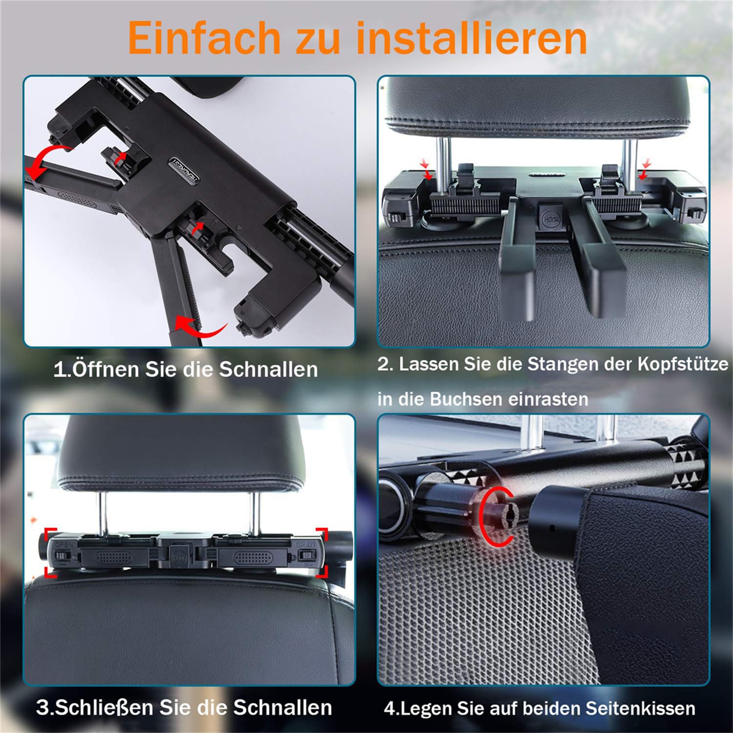 Kopfstütze Auto Kinder 360° Rotation Verstellbare Memory Foam Nackenstütze mit Handyhalterhaken