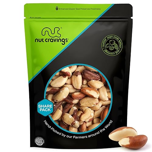 Vista 79 de NUT CRAVINGS - Nueces crudas de Brasil, sin sal, sin cáscara, enteras, (16 onzas - 2 unidades) Nueces a granel empaquetadas frescas en bolsa