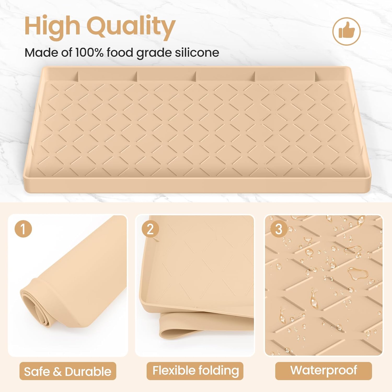 MateeyLife 31'' x 22'' Silicone Under Sink Mat for Kitchen Waterproof, Rubber Under Kitchen Sink Mat for Bottom, Bathroom Cabinet Liners for Shelves Waterproof, Silicone Matt with Lip, Boot Tray