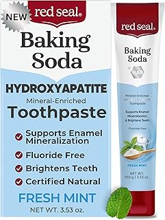 Red Seal Hydroxyapatite Baking Soda Toothpaste – Fluoride Free, NATRUE Certified Natural – Supports Enamel Mineralization and Brightens Teeth Naturally, SLS & Paraben Free, Vegan, Cruelty-Free