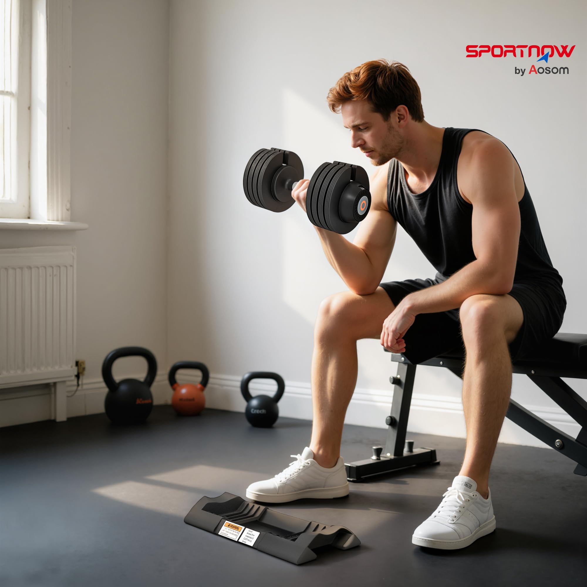 SPORTNOW 3,5-24 kg Verstellbare Hantel mit Ablagefach Rutschfest Griff | Kurzhanteln aus Kunststoff, Dummbell, Zuhause, Fitnessstudio, Krafttraining