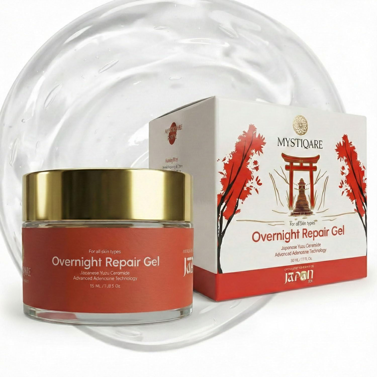 Overnight Repair Gel | Japanese Skincare | Night Cream for Women with Yuzu Ceramide and Niacinamide | Reduces Fine Line