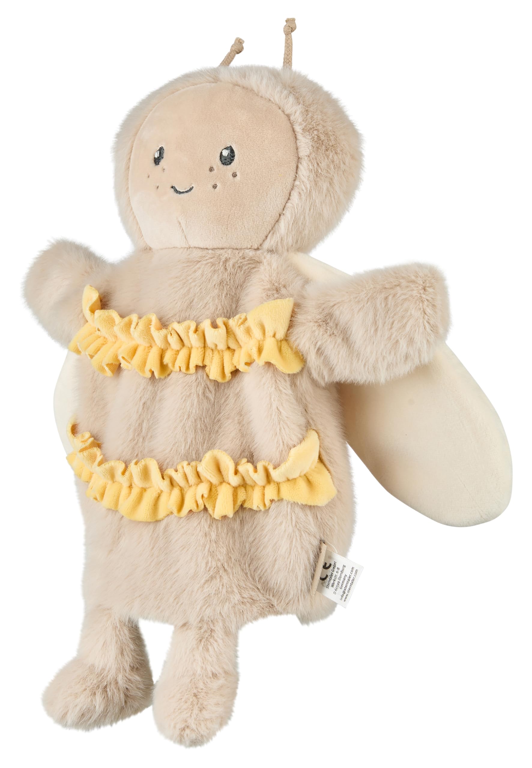 Sterntaler Soft Fleece Bee Hand Puppet Child Baby Toy Head Padded with Polyester Wadding 33 × 27 × 6 cm – Grey Beige
