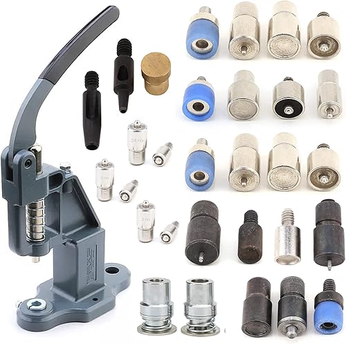 Juego de máquina de prensa a mano con botón de remache a presión con ojales y ojales