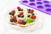 Vista 6 de Bakerpan Mini moldes de silicona para magdalenas, juego de 2, moldes redondos pequeños para tartas, galletas, dulces, chocolate