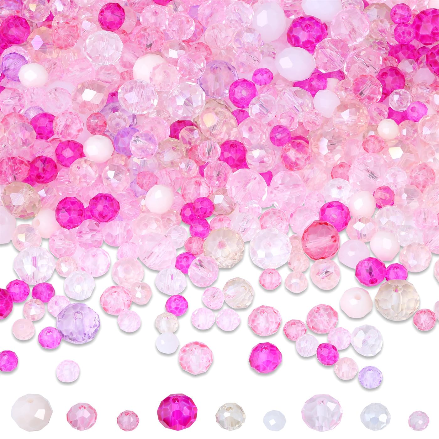 GUJOXILA 1100pcs Pink Glass Beads for Jewellery Bracelet Making — image 1