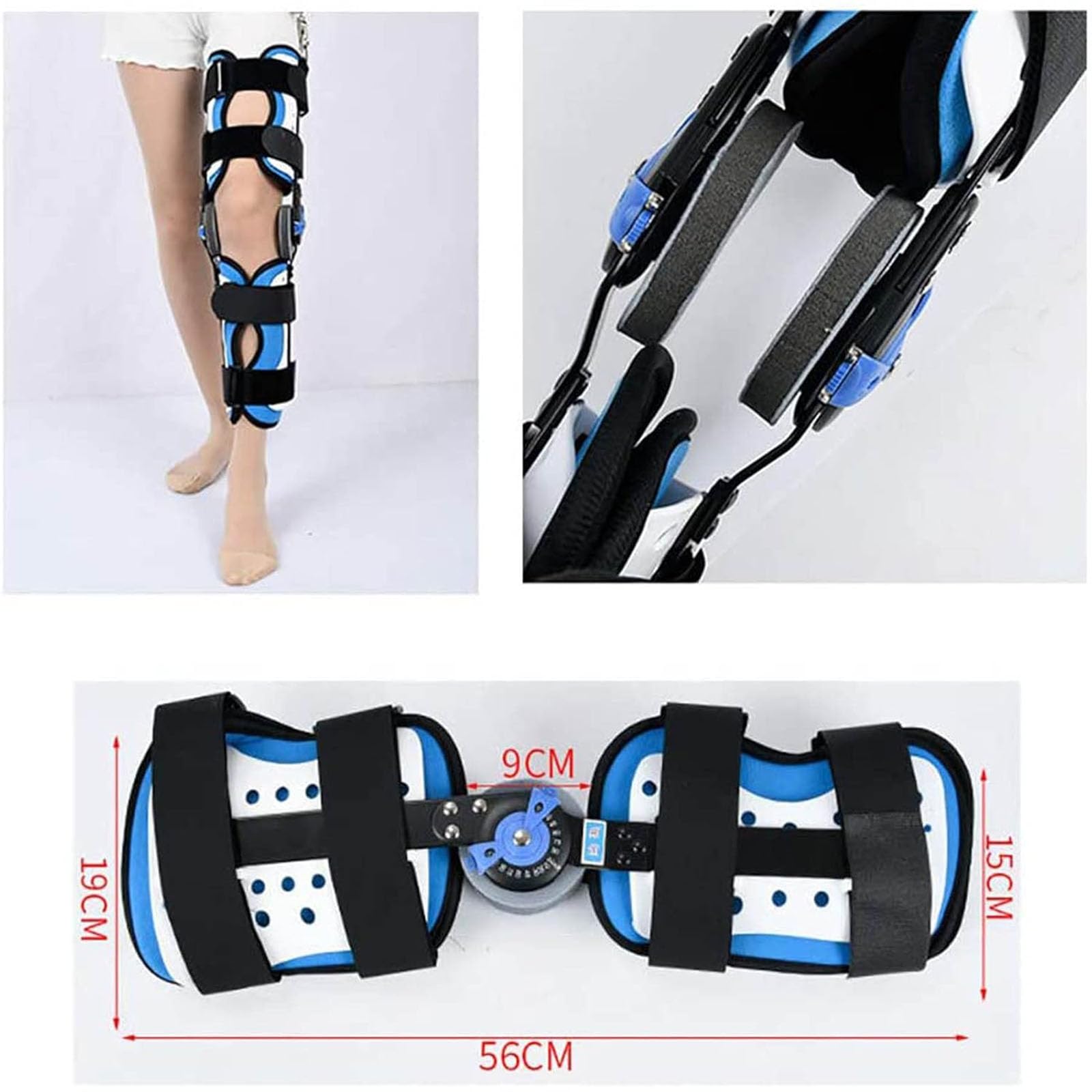 SFKLYU Soporte Fijación Articulación Rodilla Estabilizador Pierna Bloqueo Bisagra Ángulo Ajustable Soporte con Estabilizadores Laterales Pierna para Desgarro Menisco, Artritis, Osteoartritis