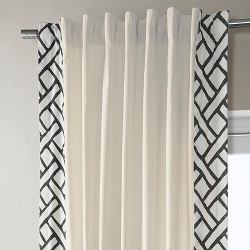 Miniatura 6 de HPD Half Price Drapes Cortinas de algodón sólido con bordes para dormitorio y sala de estar, 50 x 108, DTCC-SB220607-108 (1 panel) Garden Path Negro