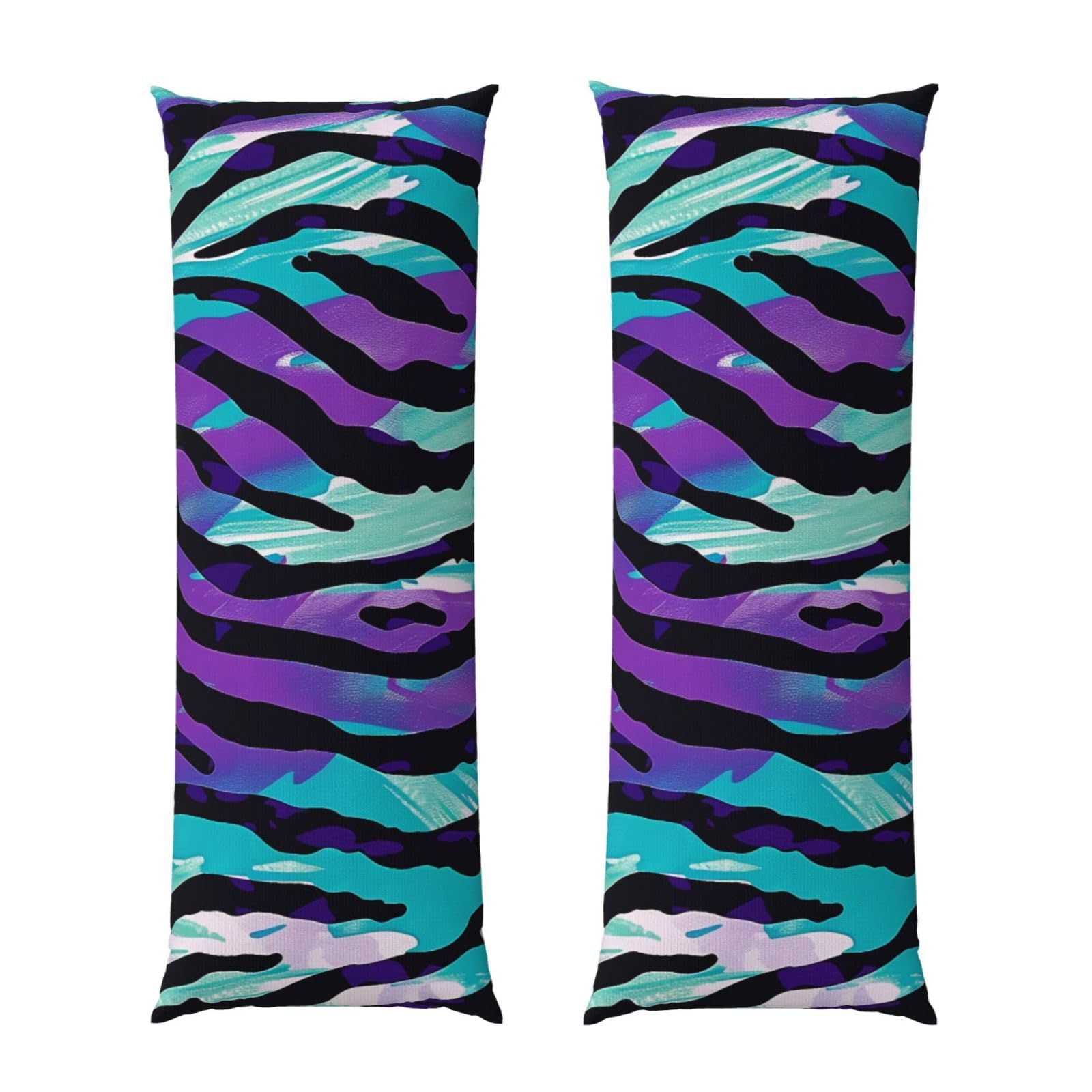 Body Pillow Cover 20x54 Inch, Purple Blue Green Camouflage Zebra Stripe Print Long Lumbar Pillow Case with Zipper Long Body Pillowcase Decorative for Bed Sofa Bedroom