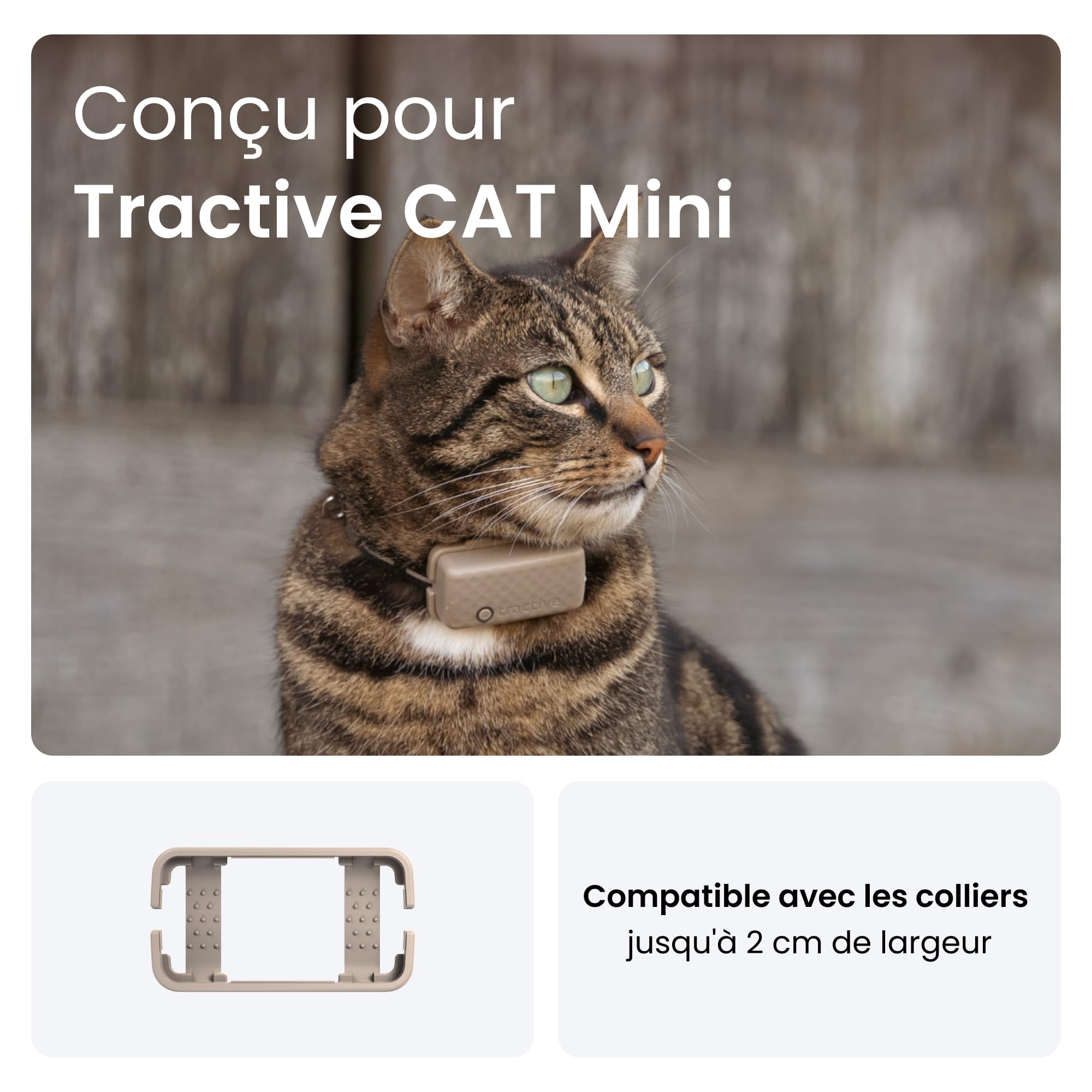 Tractive – 2 Attaches rigides pour Collier GPS Cat Mini pour partir à L'Aventure en sécurité