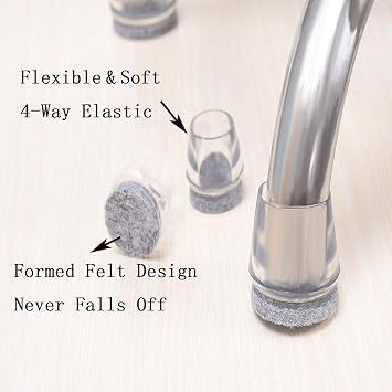 Furnigear l Felt Chair Leg Floor Protectors, Round 1, 16 Pack
