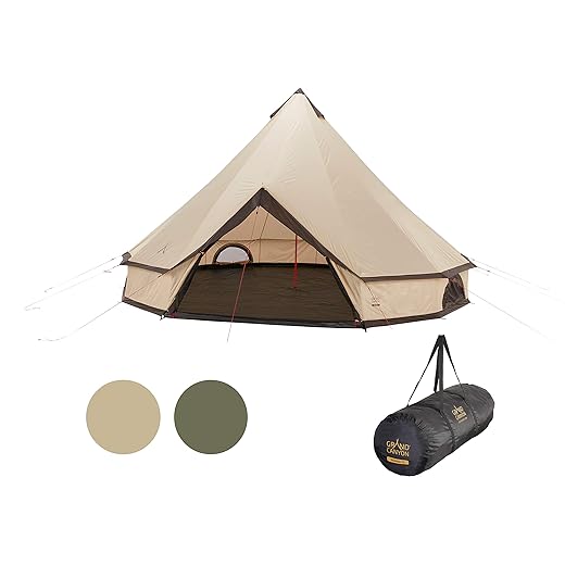 Grand Canyon Indiana 8 – Tente ronde pour 8 personnes | Tente familiale Tente de groupe Tente pyramidale Tipi