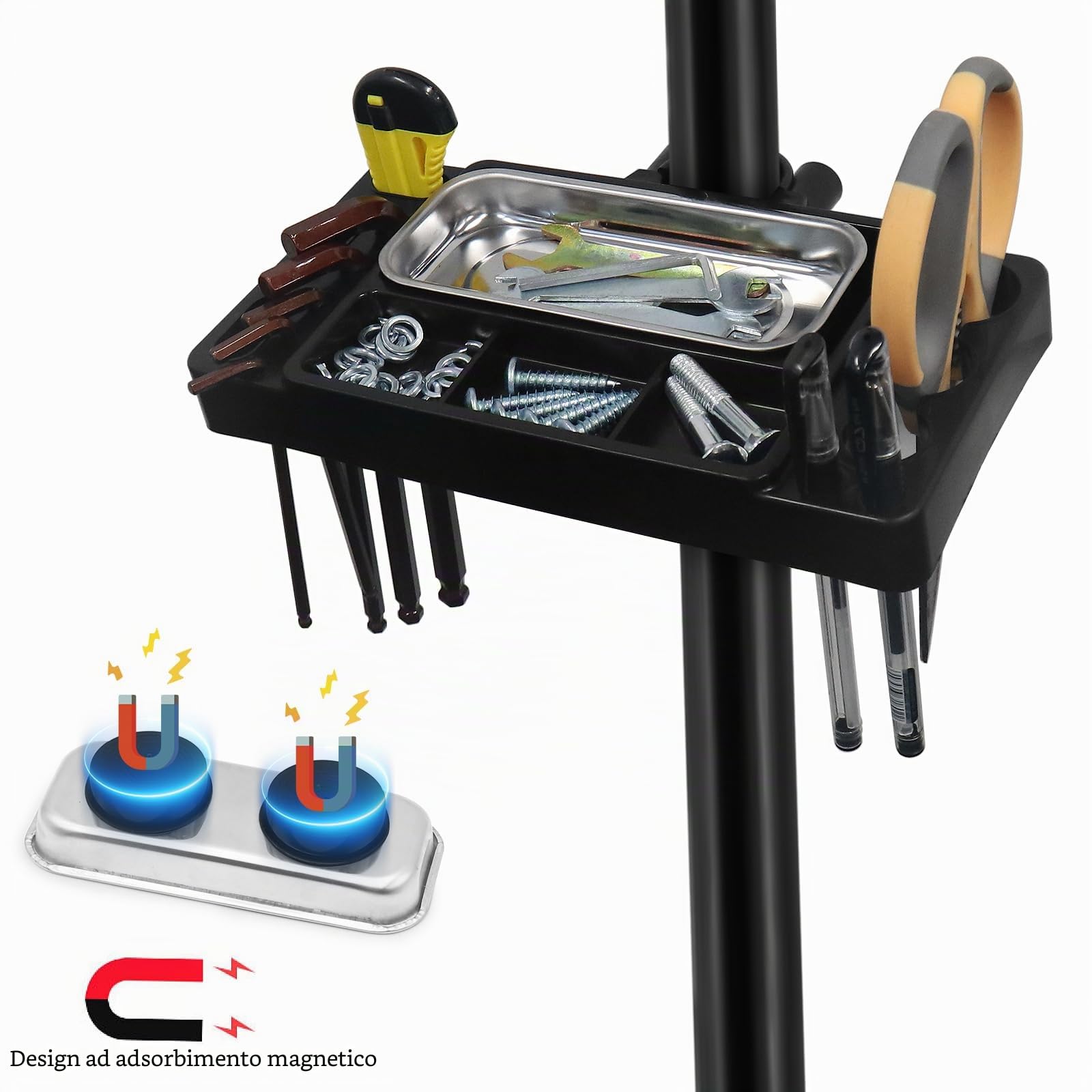 Cavalletto di Riparazione Bici 50 kg Pieghevole – Supporto Professionale in Acciaio con Morsetto 360°, Altezza Regolabile 94–157 cm, Vassoio Magnetico & Guanti – per MTB, Bici da Corsa ed E-Bike