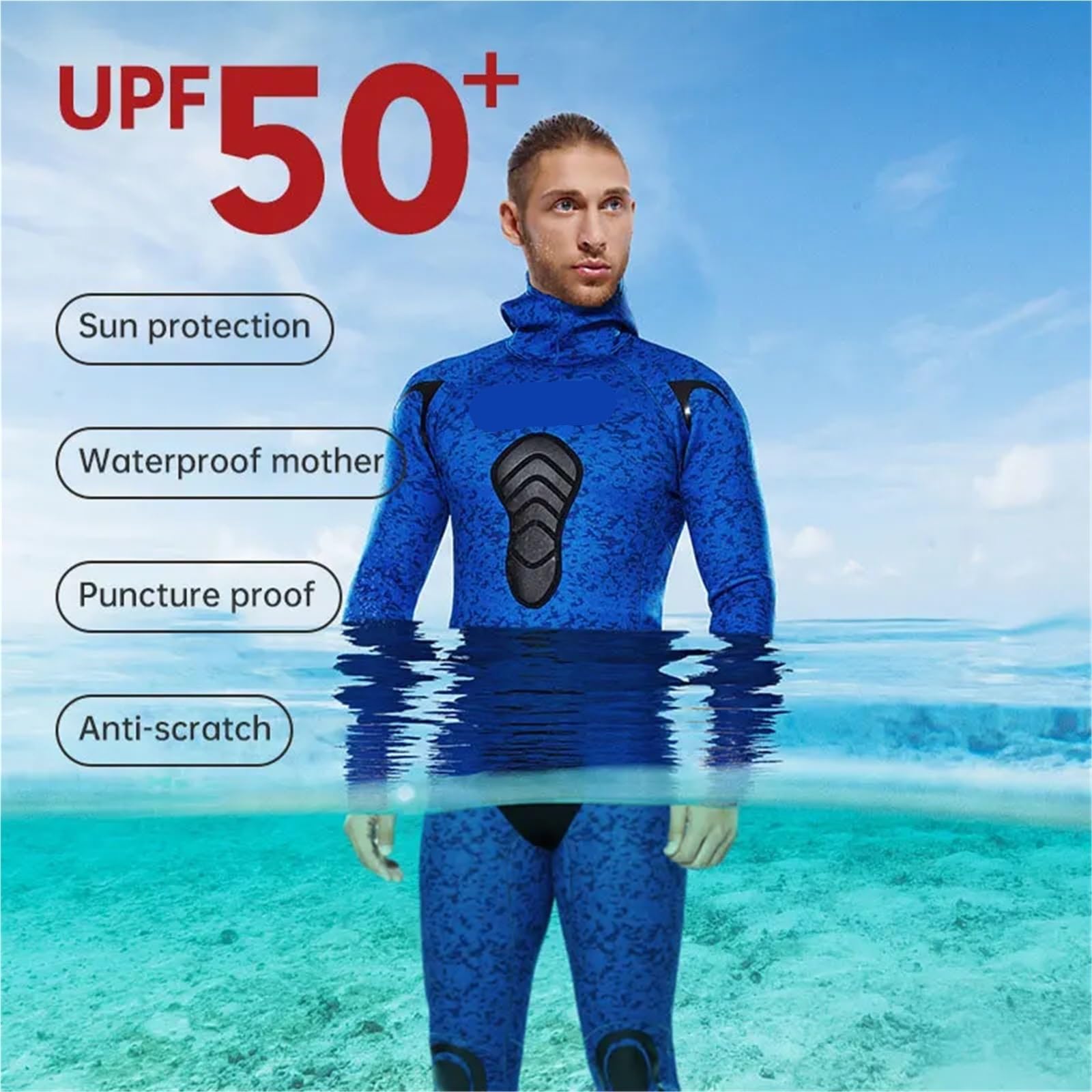 Muta Sub Muta da Pesca Subacquea 3,0 mm | Muta da sub mimetica in neoprene a cellule aperte in 2 pezzi, con cappuccio, tute da snorkeling