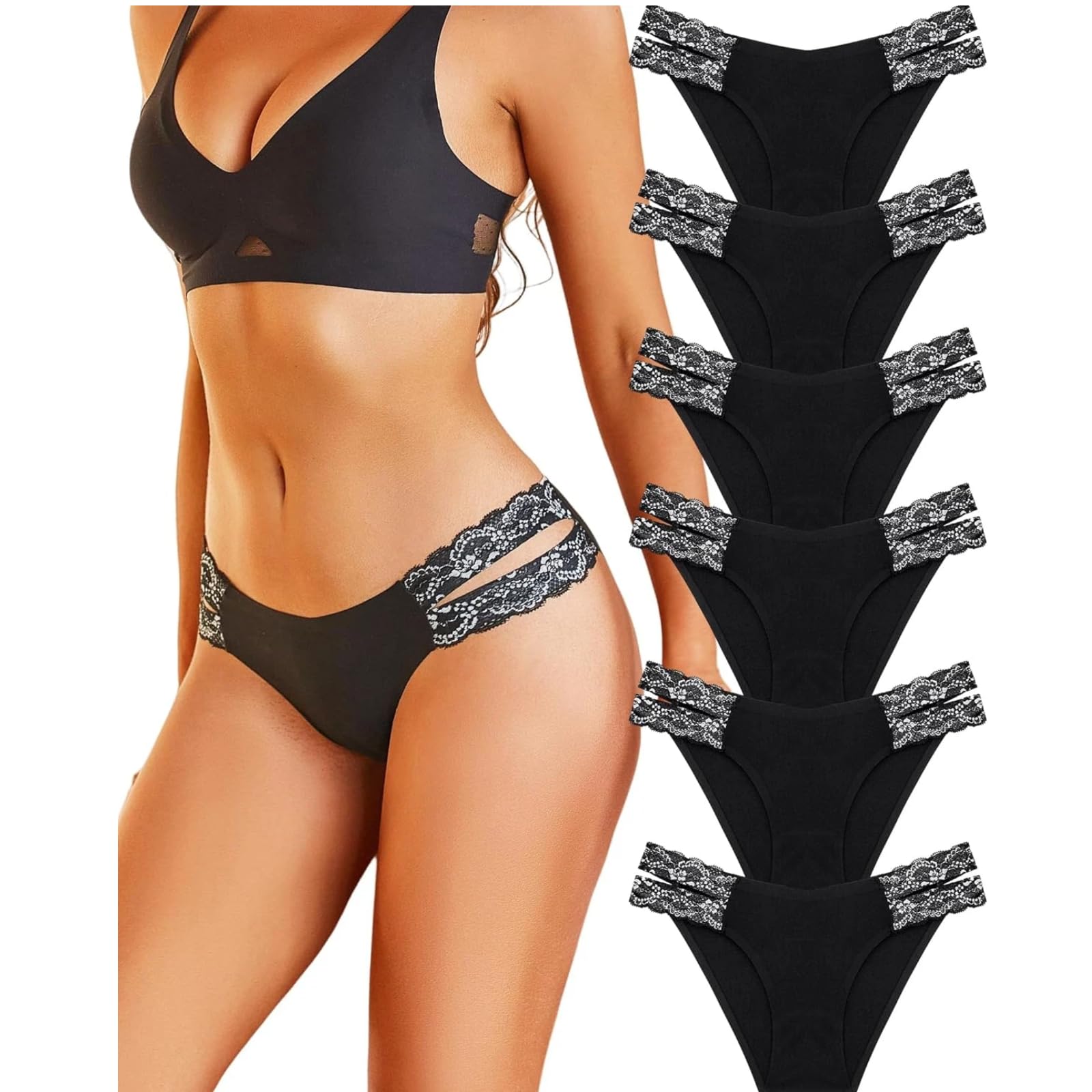 Pack de 6 Bragas sin Costuras para Mujer, Ropa Interior de Escote Alto, Braguitas para Mujer, Multipack