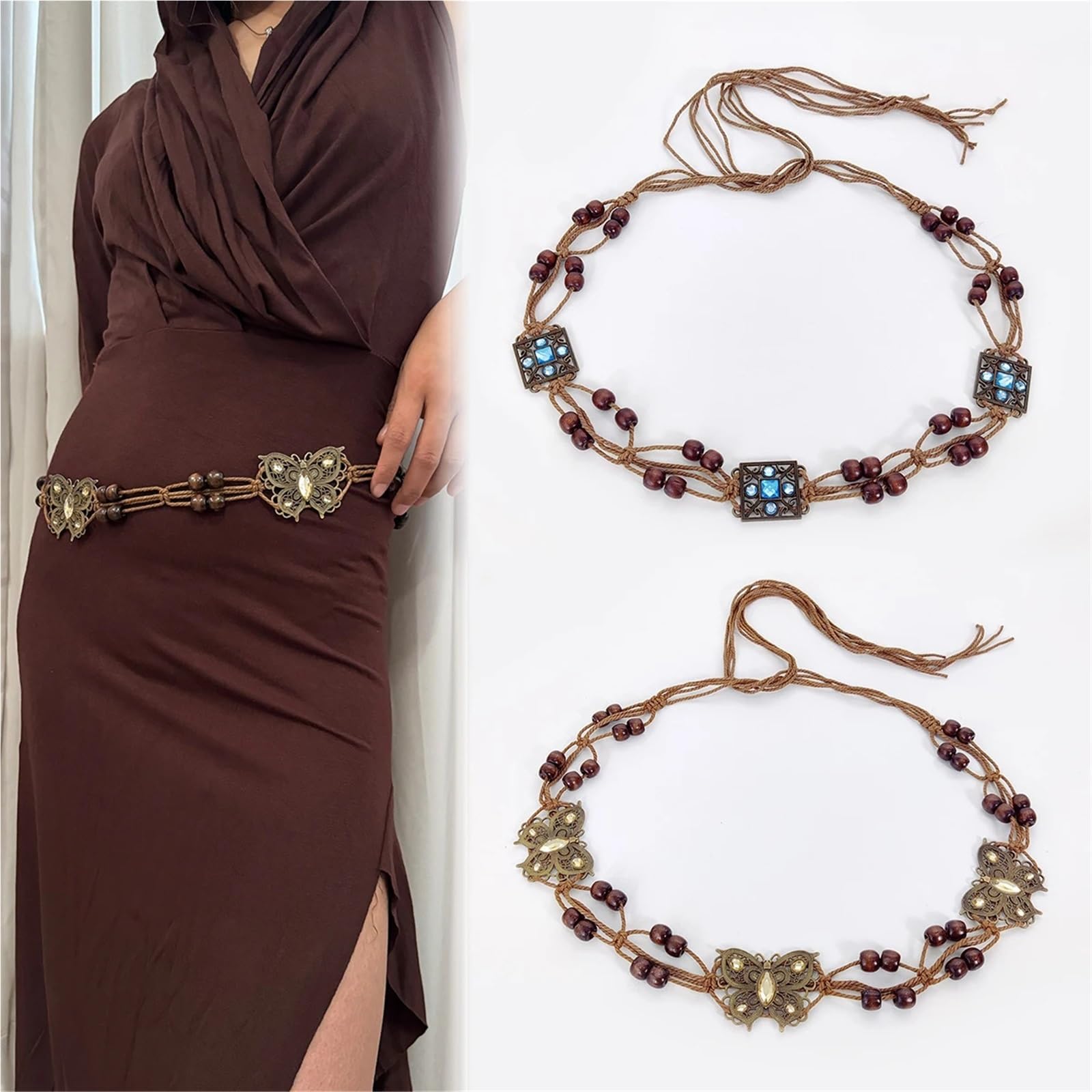 Générique Ceinture à nœud tressée à la main for femmes, accessoires d'été décontractés en tissu